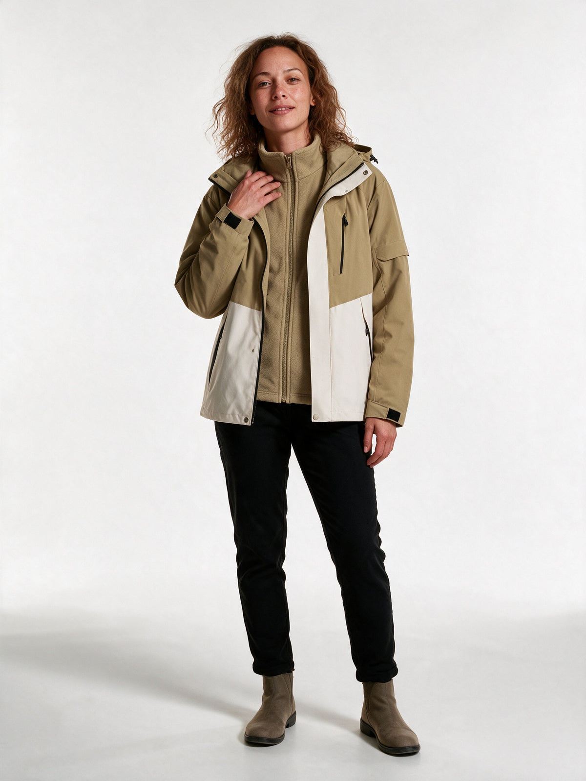 Layla - Water-Resistant Hooded Jacket with Warm Lining - Beige