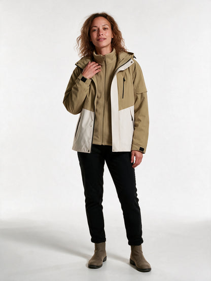 Layla - Water-Resistant Hooded Jacket with Warm Lining - Beige