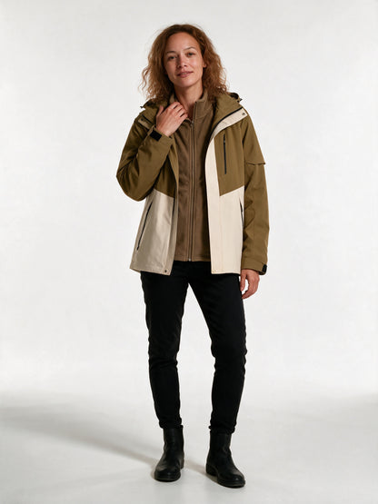 Layla - Water-Resistant Hooded Jacket with Warm Lining - Brown