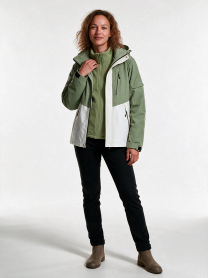 Layla - Water-Resistant Hooded Jacket with Warm Lining - Green
