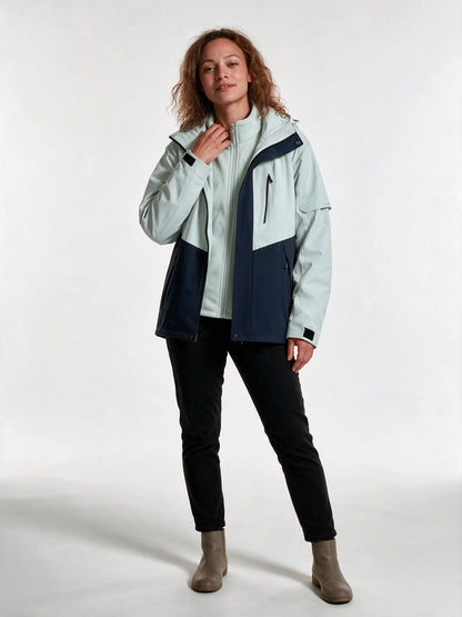 Layla - Water-Resistant Hooded Jacket with Warm Lining - Navy Blue