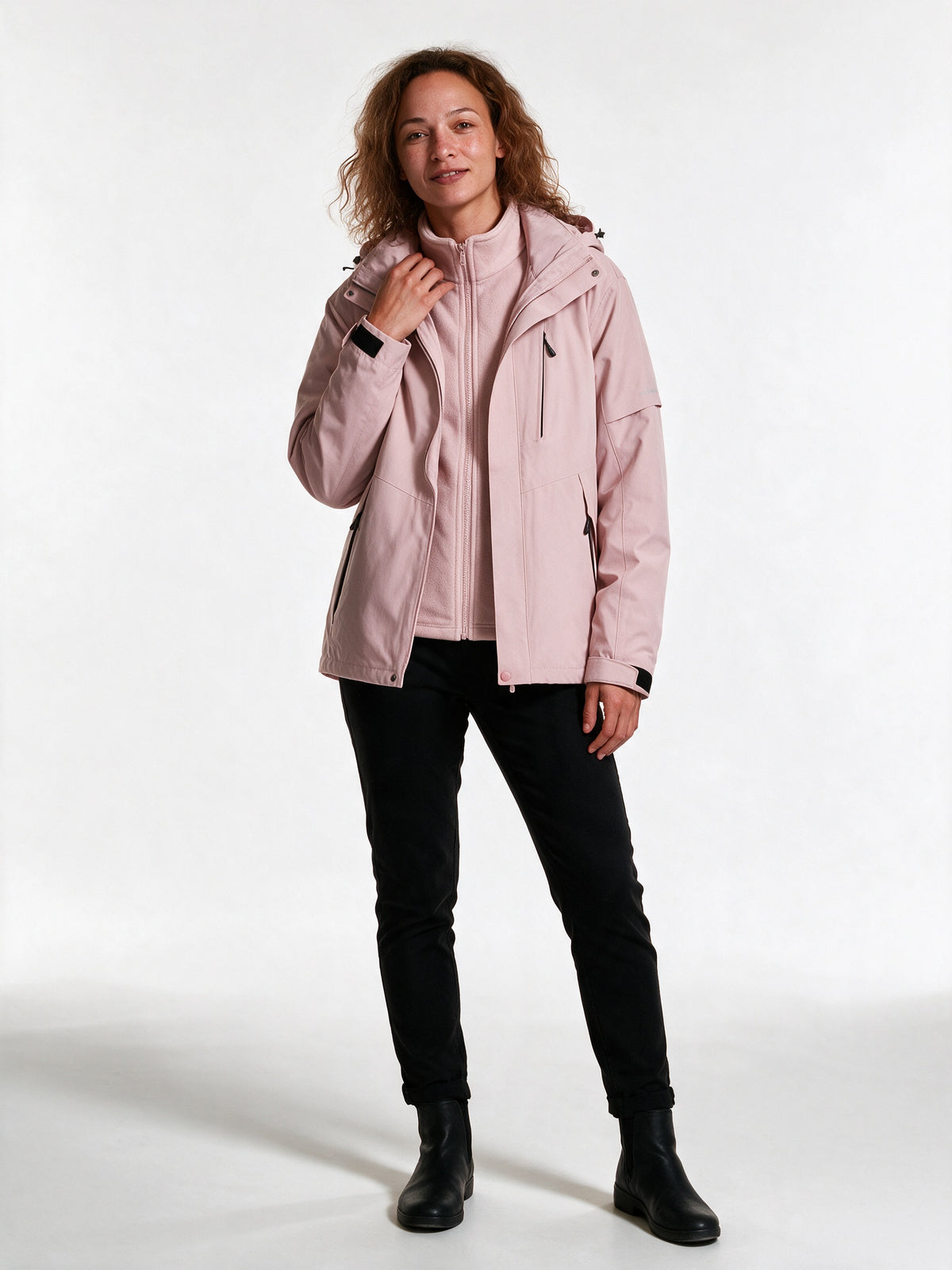 Layla - Water-Resistant Hooded Jacket with Warm Lining - Pink