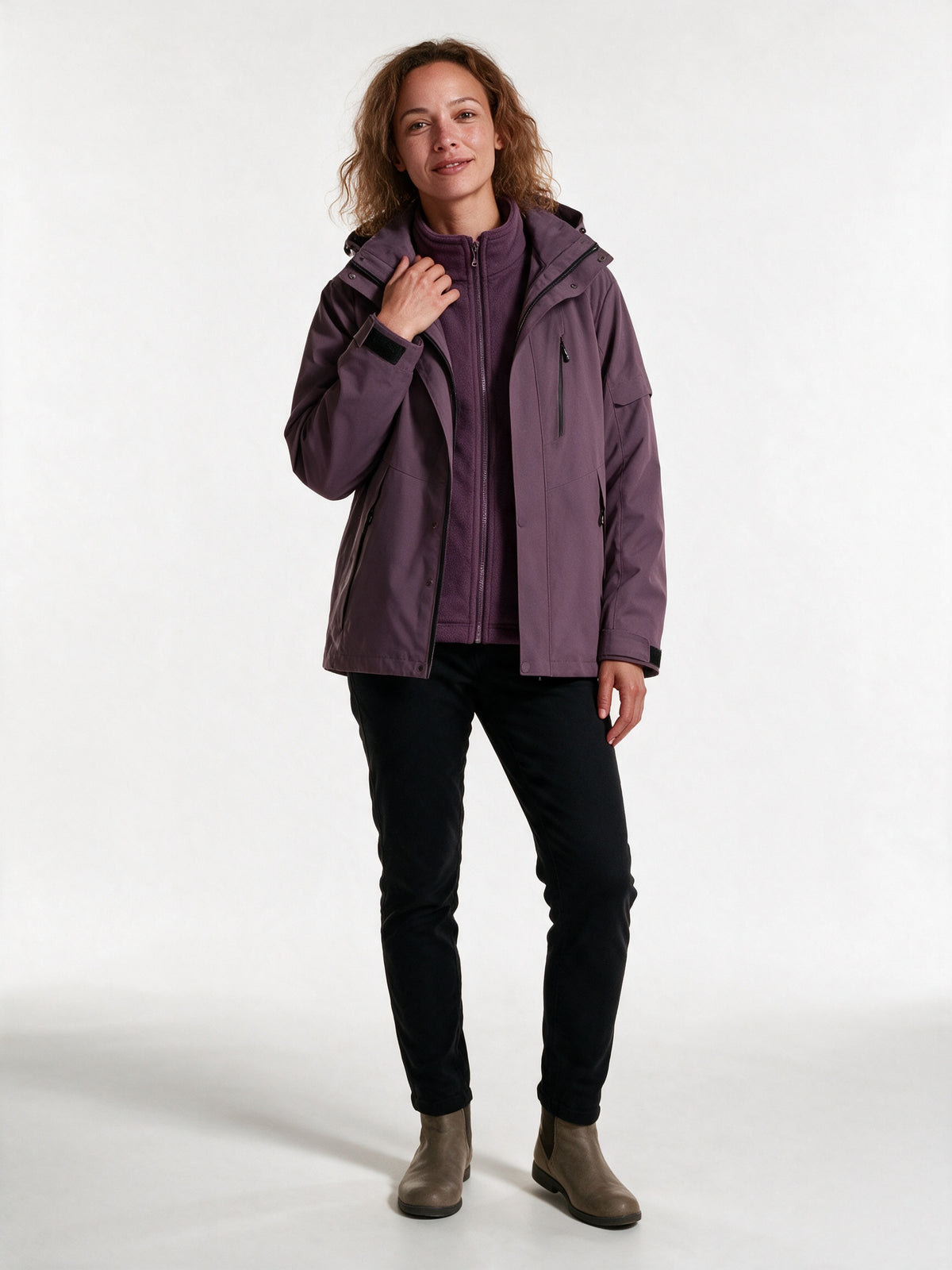 Layla - Water-Resistant Hooded Jacket with Warm Lining - Purple