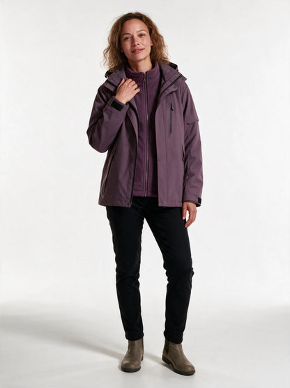 Layla - Water-Resistant Hooded Jacket with Warm Lining - Purple