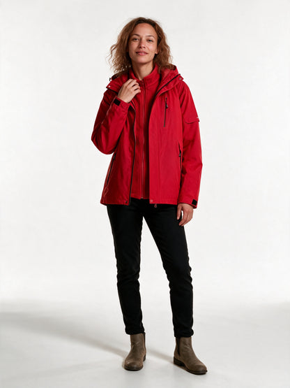 Layla - Water-Resistant Hooded Jacket with Warm Lining - Red
