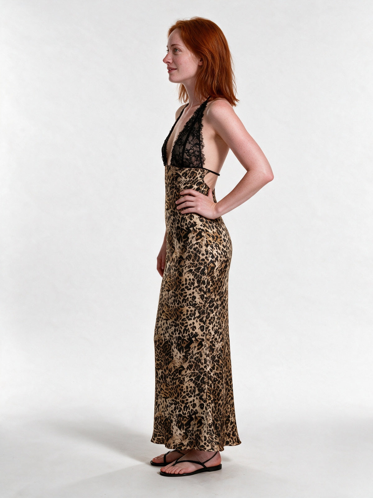 Leonie - Halter Neck Plunge Slip Maxi Dress - view 2