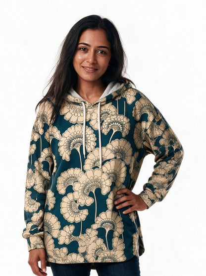 Liesel - Women's Oversized Floral Pattern Hoodie - view 1