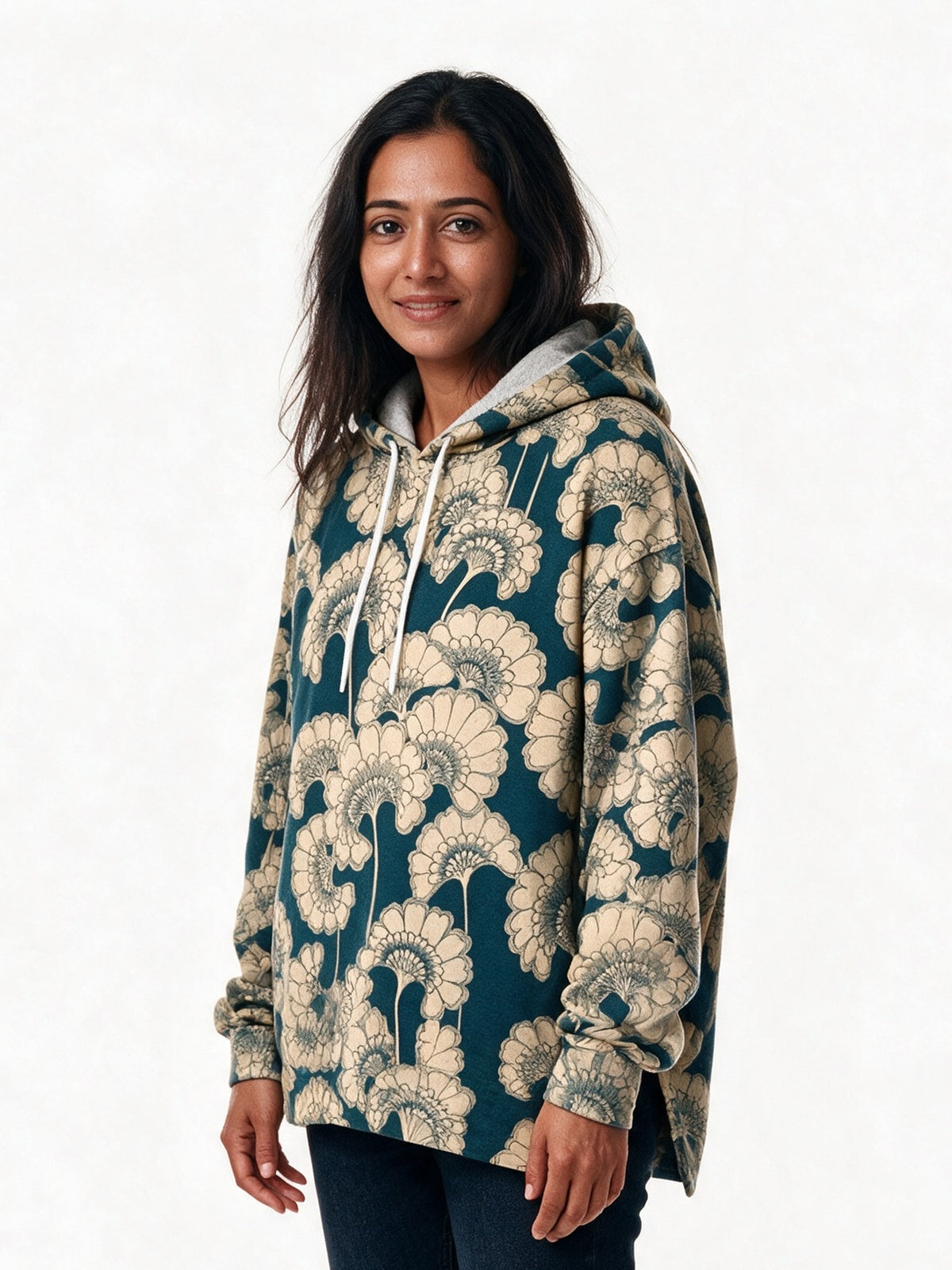 Liesel - Women's Oversized Floral Pattern Hoodie - view 2