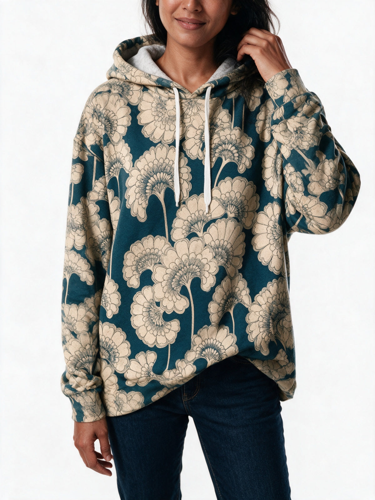 Liesel - Women's Oversized Floral Pattern Hoodie - view 3