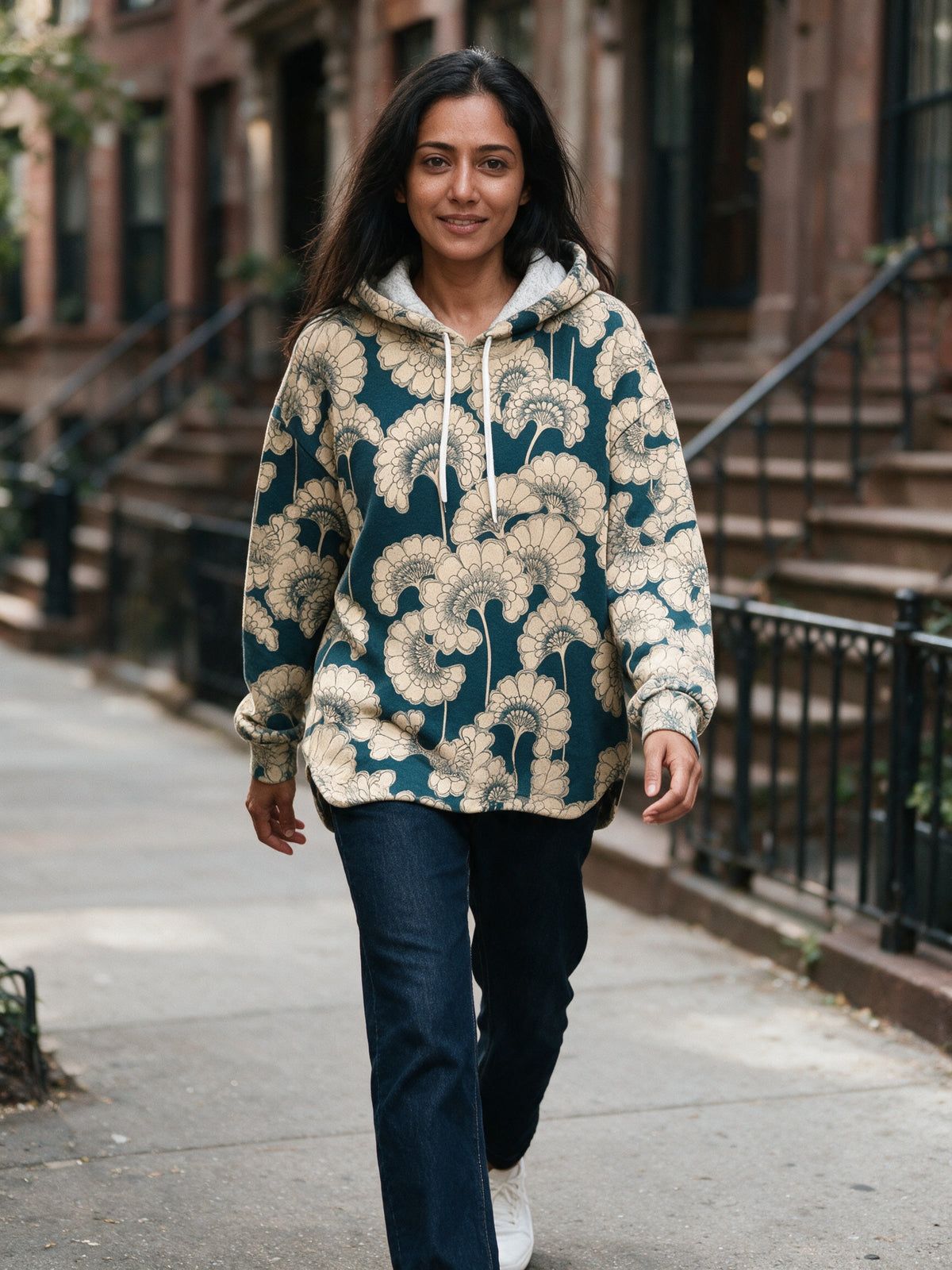 Liesel - Women's Oversized Floral Pattern Hoodie - view 4