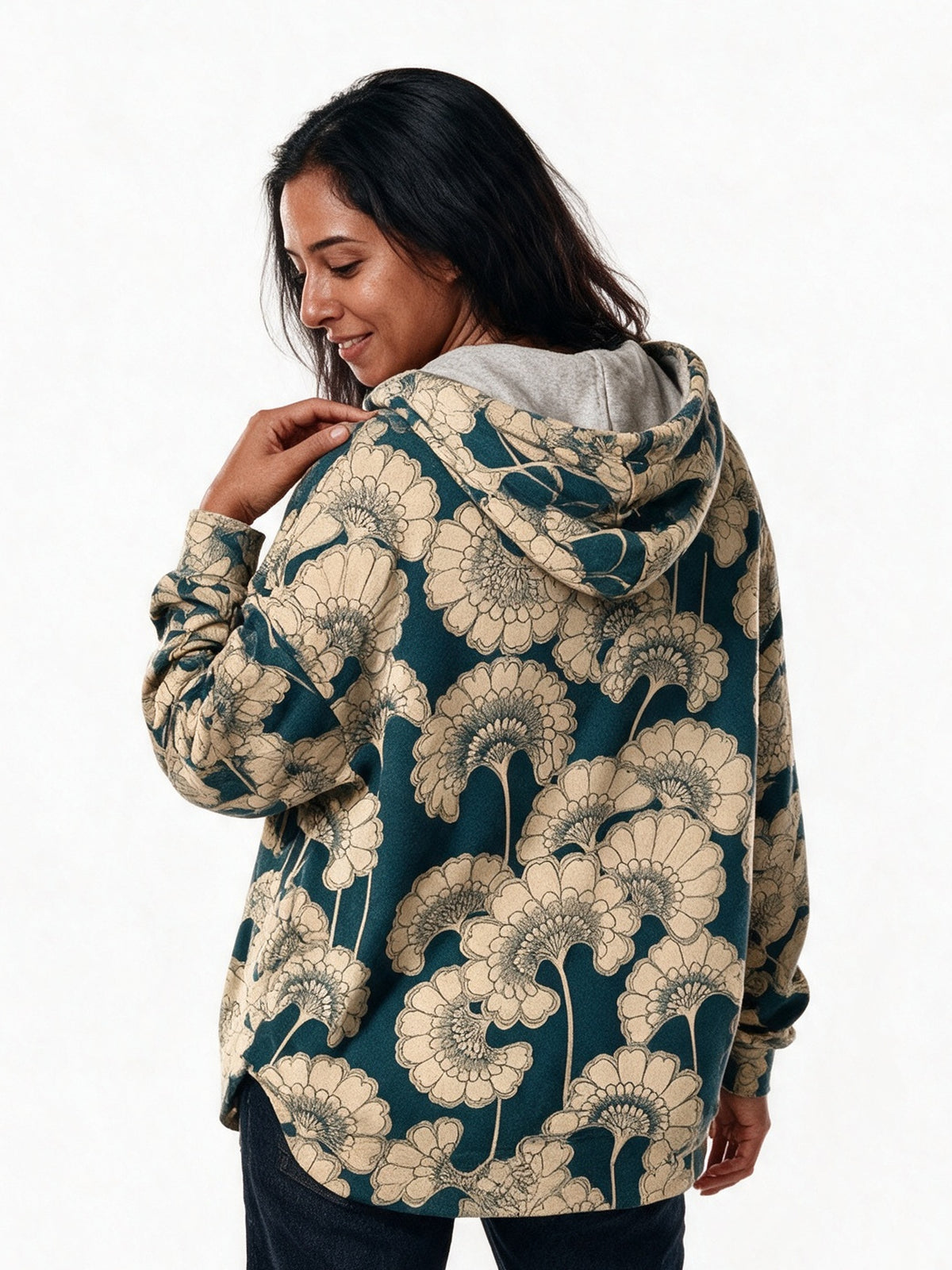 Liesel - Women's Oversized Floral Pattern Hoodie - view 5