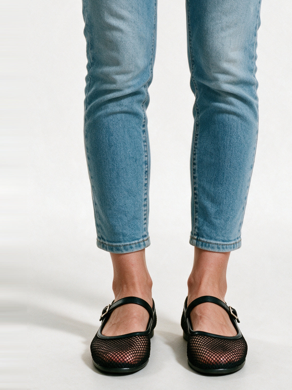 Lilian - Women's Open Net Buckle Strap Ballet Flats - view 1