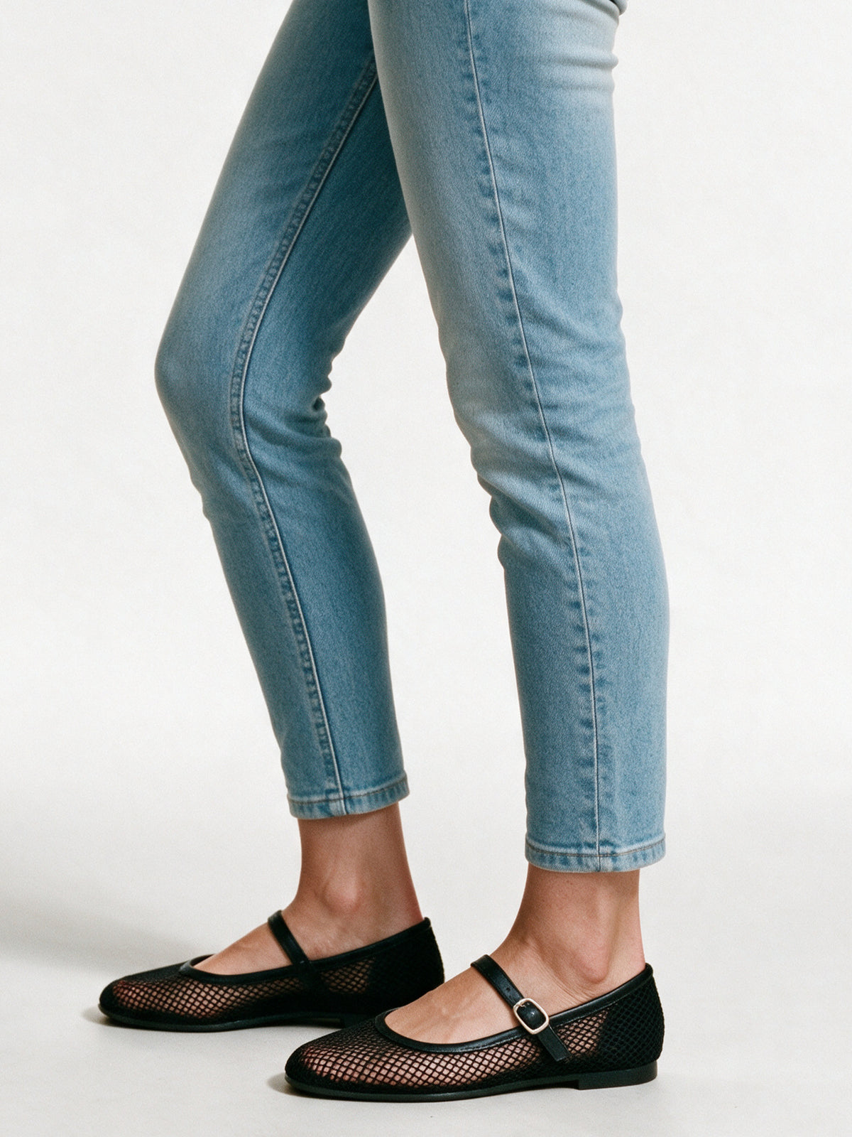 Lilian - Women's Open Net Buckle Strap Ballet Flats - view 2