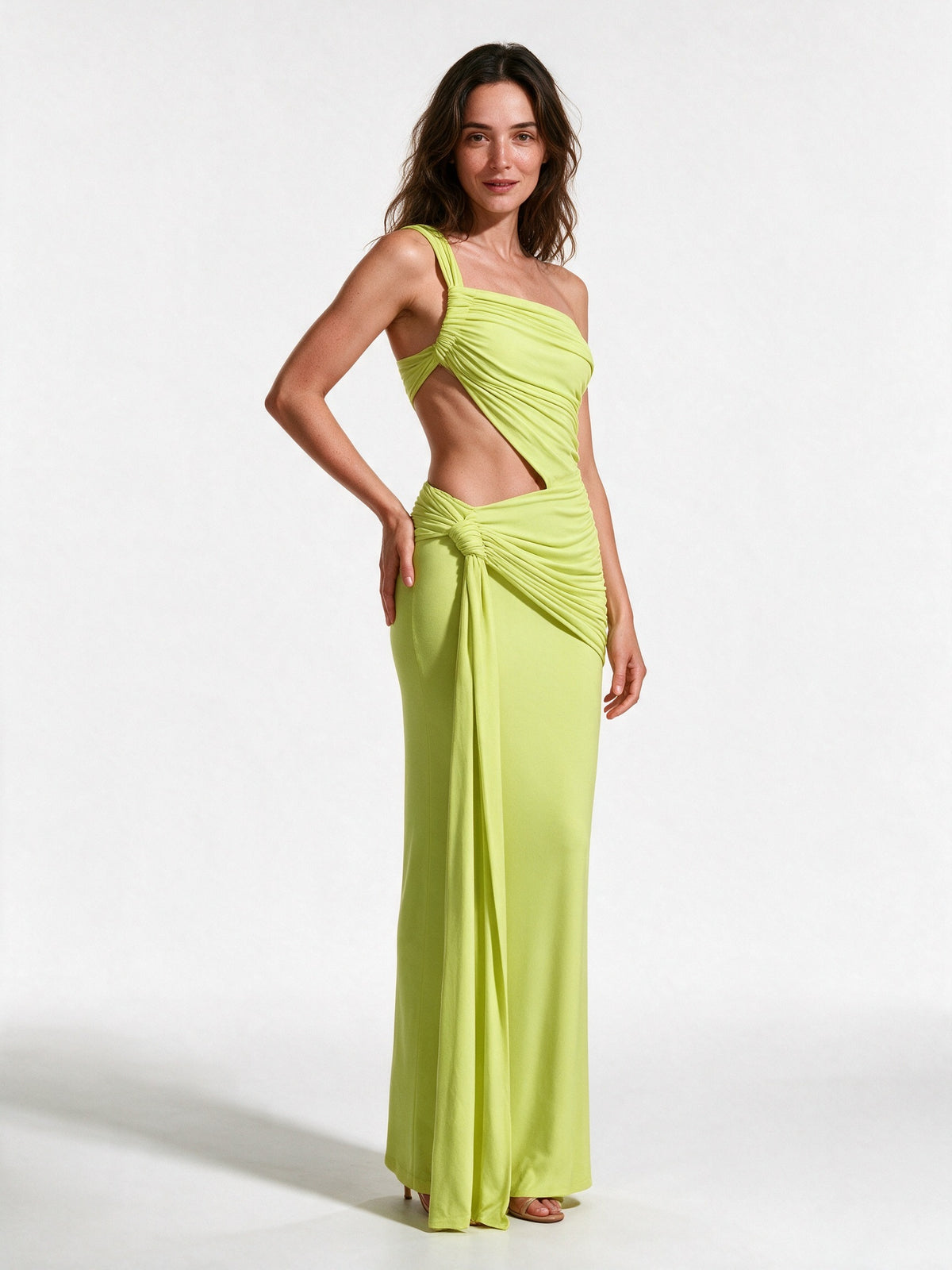 Liora - One-Shoulder Cut-Out Draped Maxi Dress - view 2