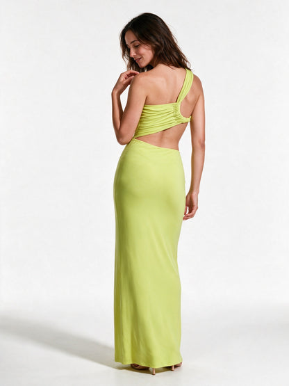 Liora - One-Shoulder Cut-Out Draped Maxi Dress - view 5