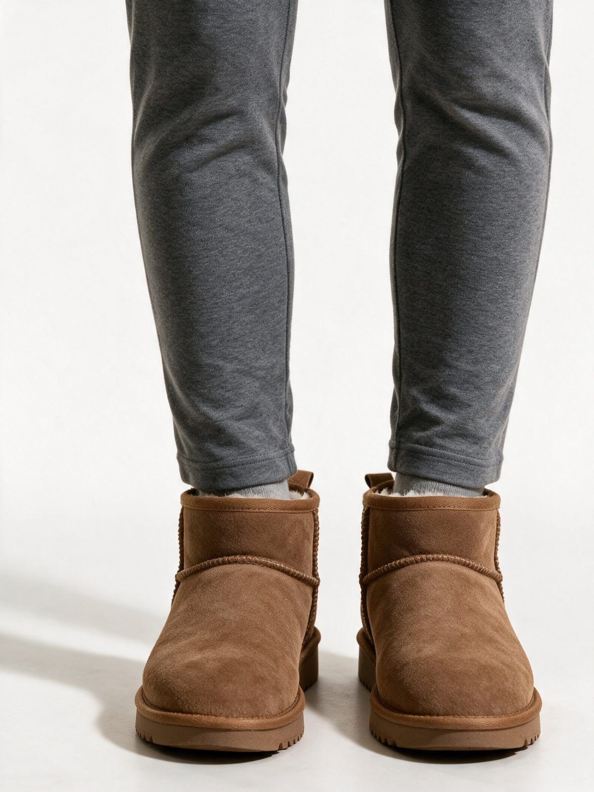 Liv - Women's Mini Pull On Ankle Boots with Lined Collar - Chestnut