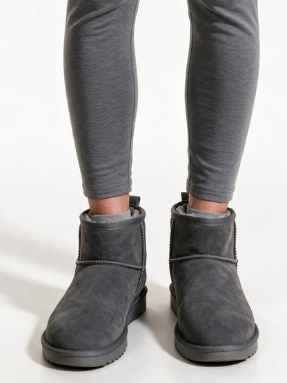 Liv - Women's Mini Pull On Ankle Boots with Lined Collar - Grey