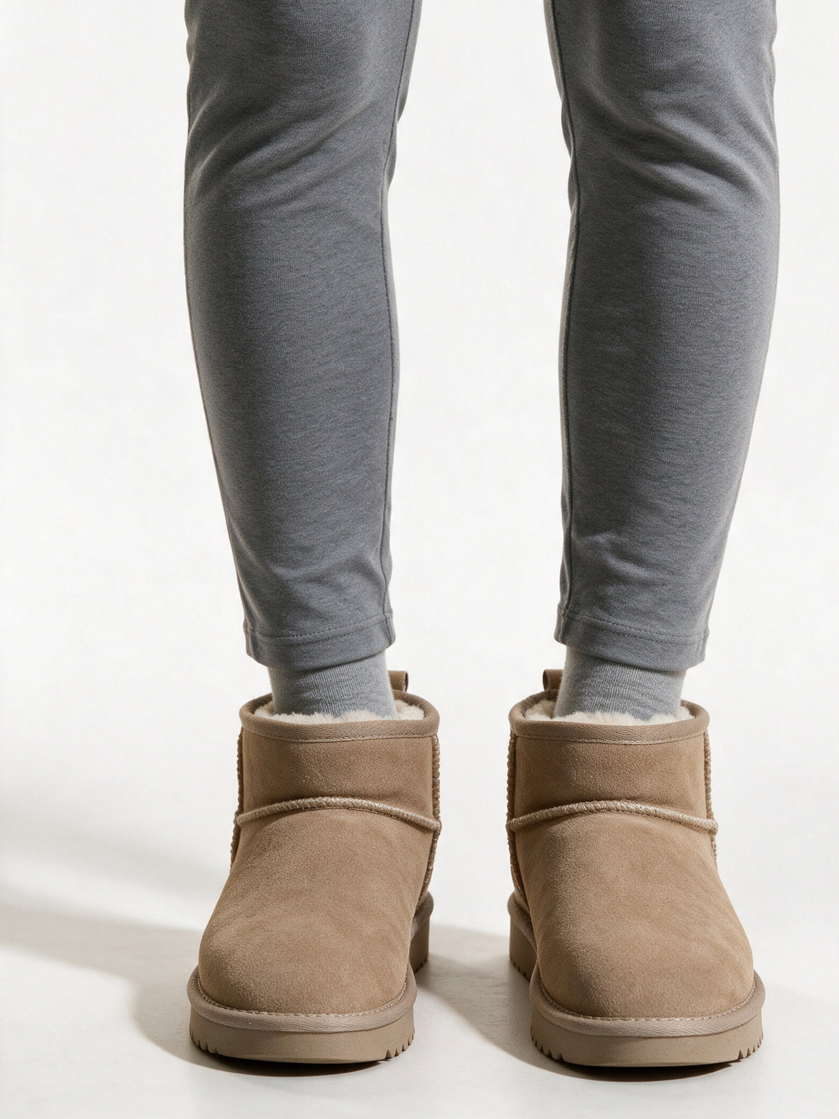 Liv - Women's Mini Pull On Ankle Boots with Lined Collar - Sand