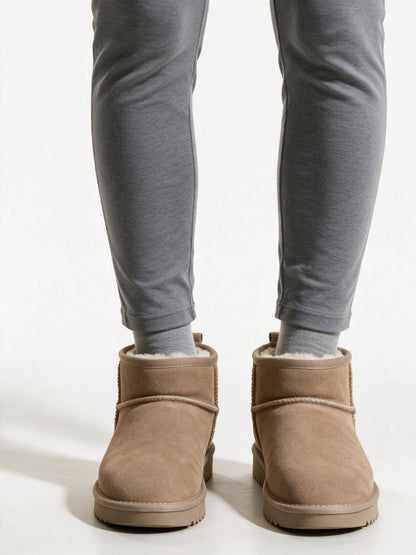 Liv - Women's Mini Pull On Ankle Boots with Lined Collar - Sand
