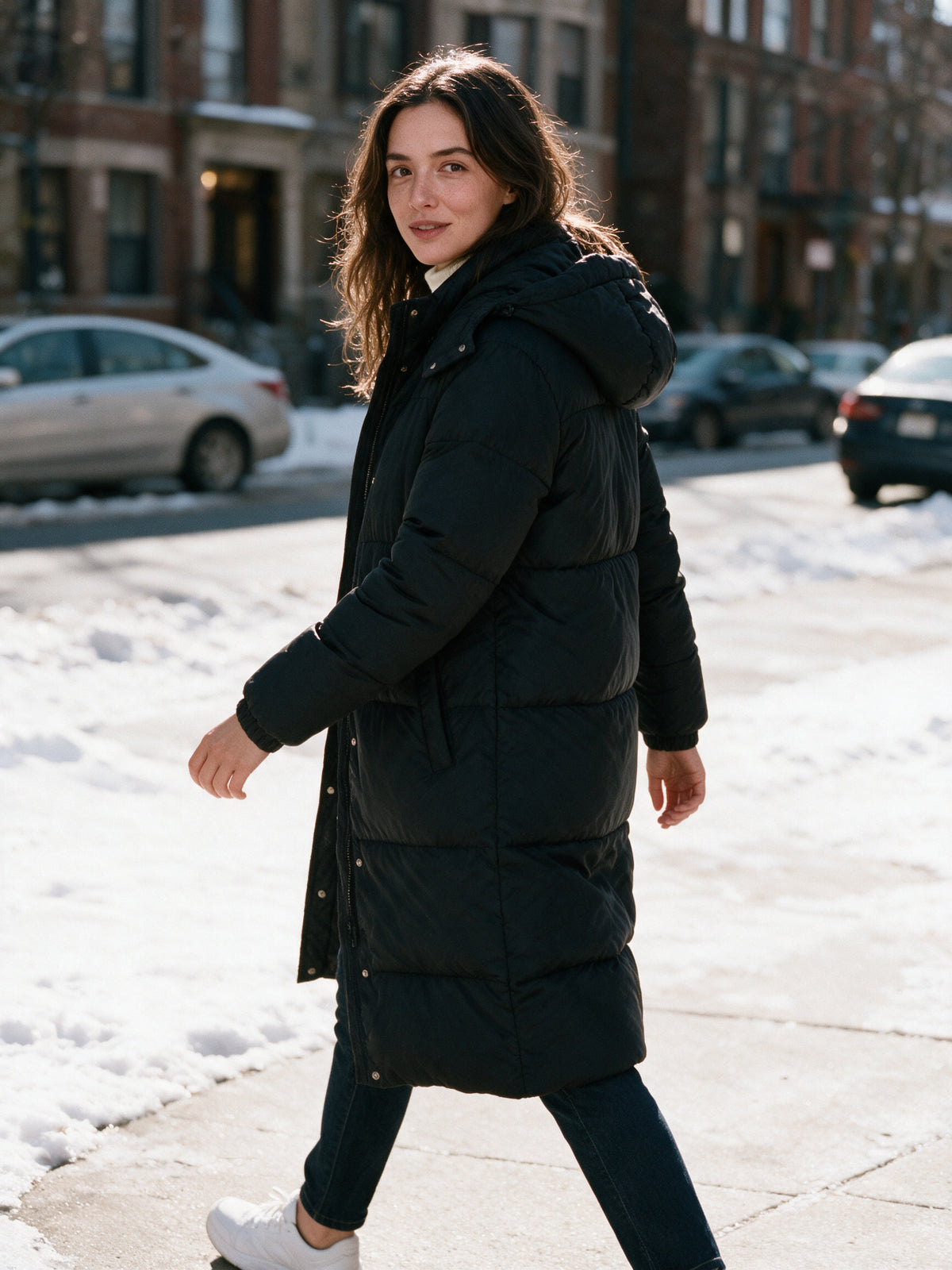 Livia - Women's Long Hooded Puffer Coat - view 4
