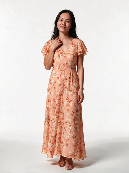 Lola - Floral Flutter Sleeve Maxi Dress for Women - view 1