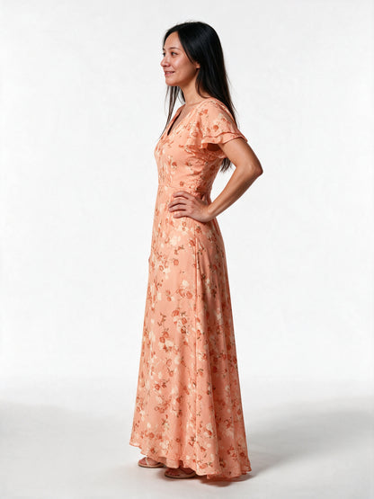 Lola - Floral Flutter Sleeve Maxi Dress for Women - view 2