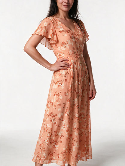 Lola - Floral Flutter Sleeve Maxi Dress for Women - view 3