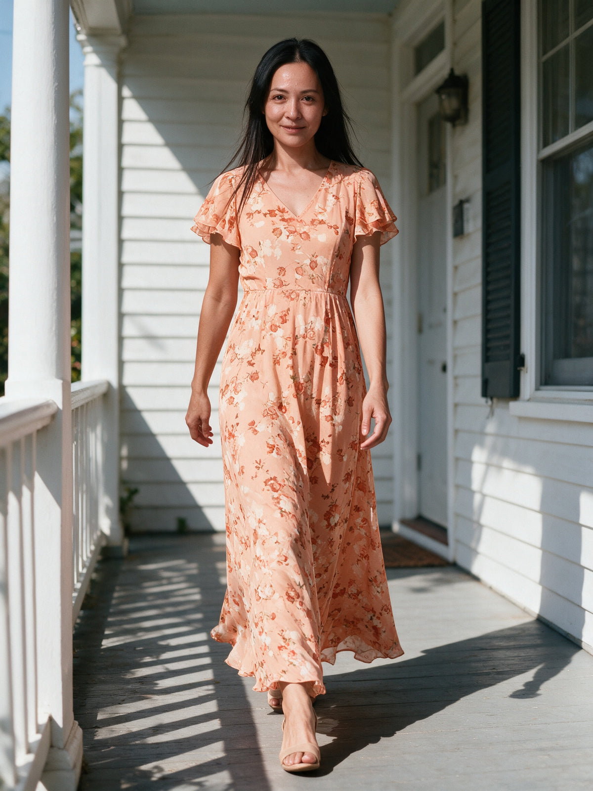 Lola - Floral Flutter Sleeve Maxi Dress for Women - view 4