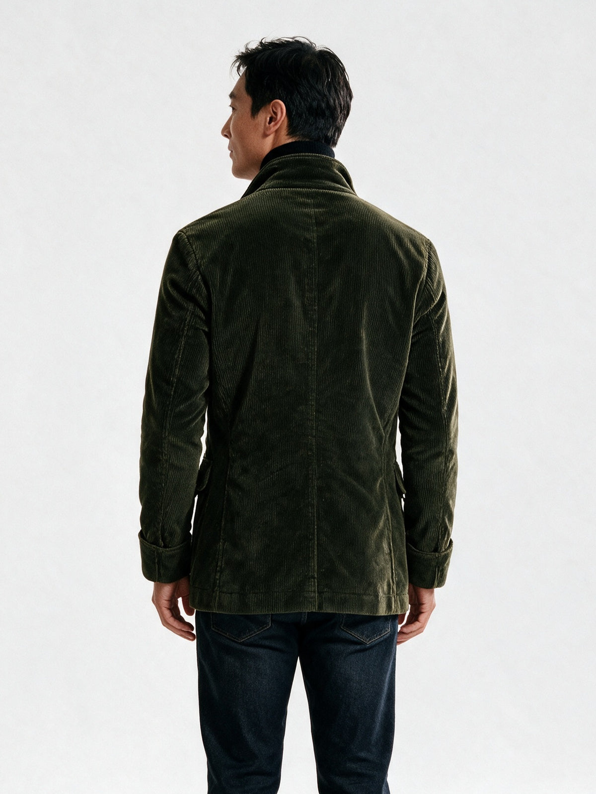 Lorenzo - Men's Stand Collar Ribbed Button Front Jacket - view 5
