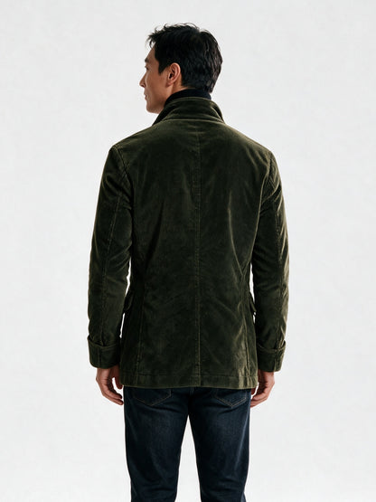 Lorenzo - Men's Stand Collar Ribbed Button Front Jacket - view 5