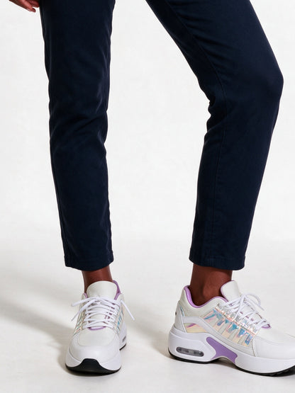 Loretta - Women's Cushioned Air Sole Lace-Up Sneakers - White Lilac