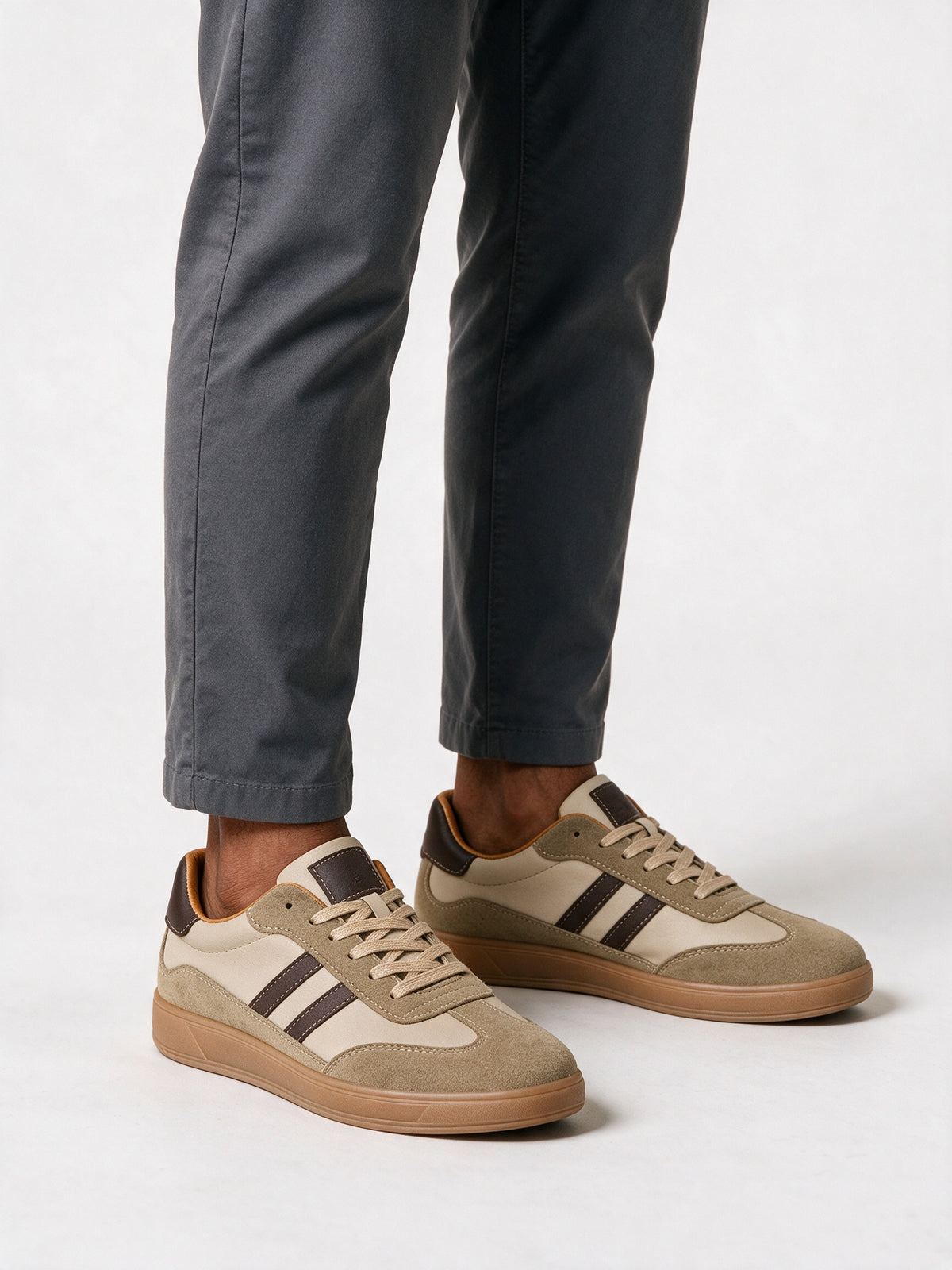 Luca - Men's Retro Two Stripe Low Top Sneakers - view 3