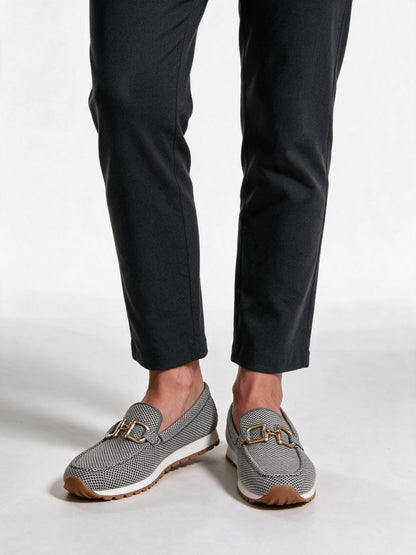 Lucille - Women's Open Weave Horsebit Loafer Sneakers - Gray