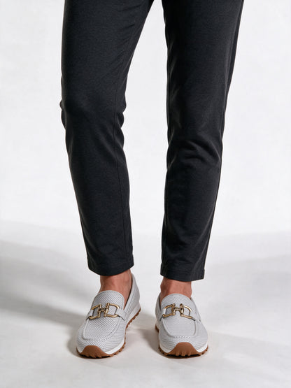 Lucille - Women's Open Weave Horsebit Loafer Sneakers - Light Gray
