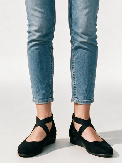 Magali - Women's Cross Strap Wedge Ballet Flats - view 1