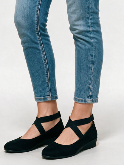 Magali - Women's Cross Strap Wedge Ballet Flats - view 3