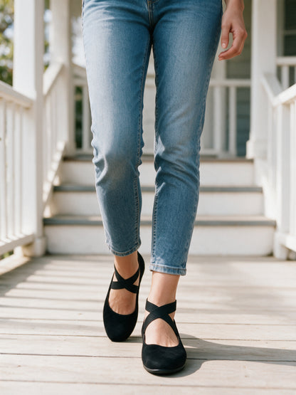 Magali - Women's Cross Strap Wedge Ballet Flats - view 4