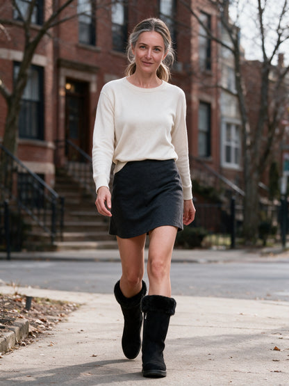 Maisie - Women's Fluffy Cuff Mid Calf Side Zip Boots - view 4
