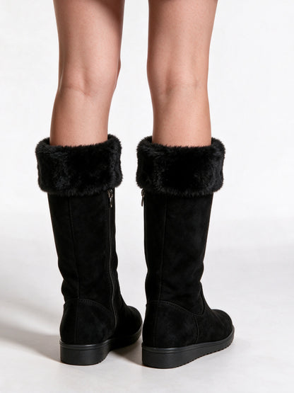 Maisie - Women's Fluffy Cuff Mid Calf Side Zip Boots - view 5