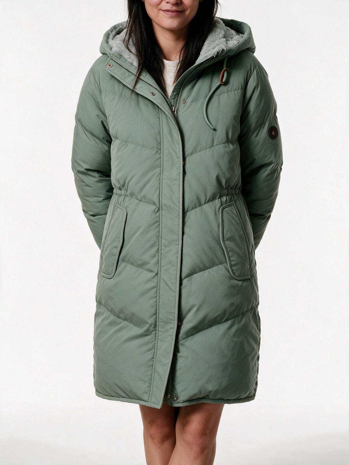 Maraisa - Women's Lined Hooded Quilted Coat with Drawcord Waist - view 3