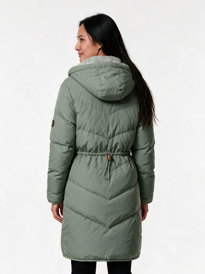Maraisa - Women's Lined Hooded Quilted Coat with Drawcord Waist - view 5