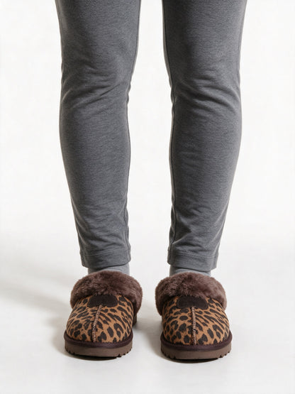 Malin - Women's Leopard Print Pull On Boots and Slip Ons - Leopard Collar Clog