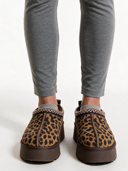 Malin - Women's Leopard Print Pull On Boots and Slip Ons - Leopard Platform Slip On