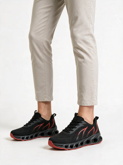 Marco - Men's Cushioned Lace-Up Running Sneakers - Black