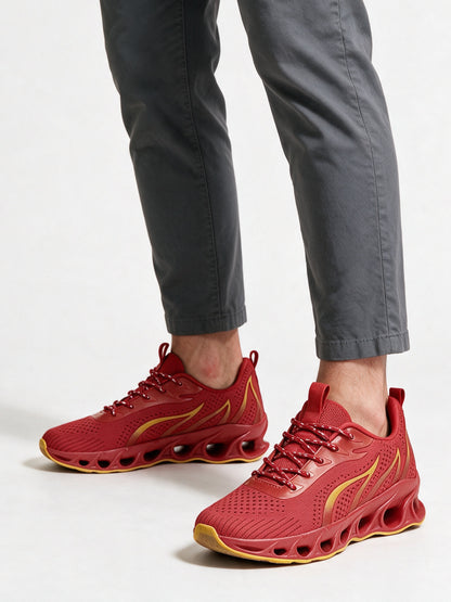 Marco - Men's Cushioned Lace-Up Running Sneakers - Red