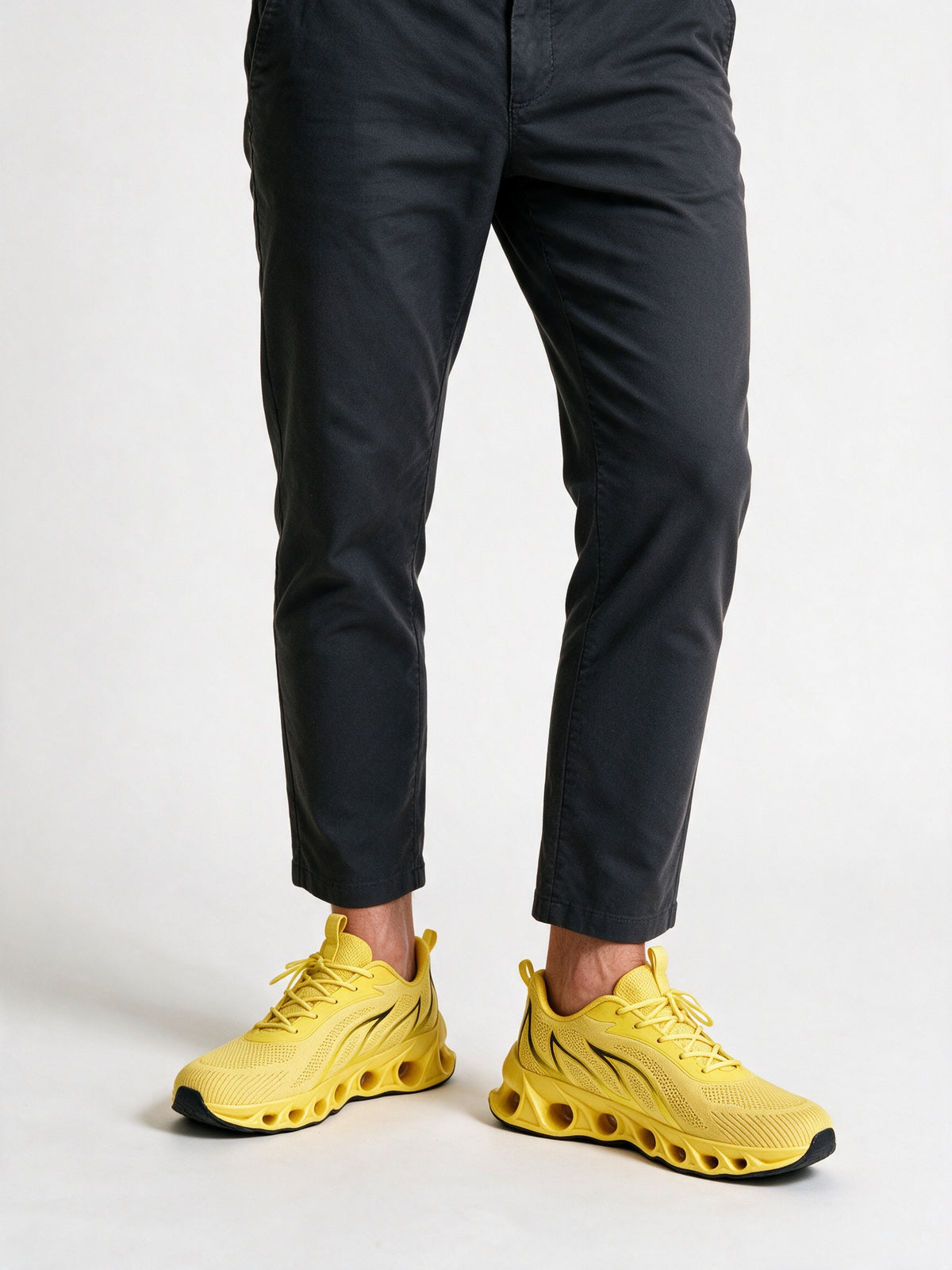 Marco - Men's Cushioned Lace-Up Running Sneakers - Yellow