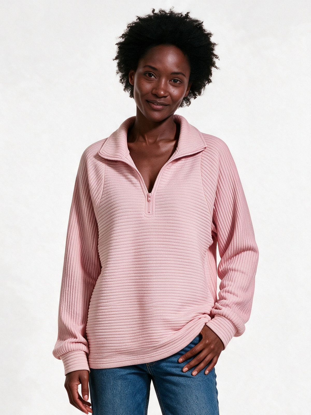 Maren - Women's Ribbed Half Zip Pullover - view 1