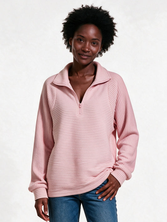 Maren - Women's Ribbed Half Zip Pullover - view 1