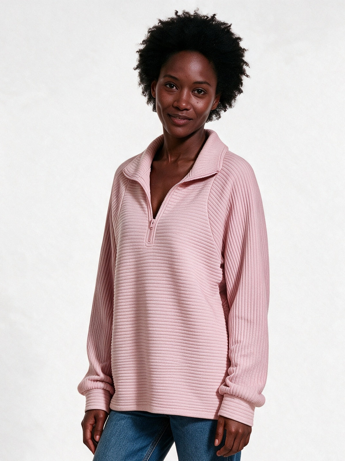 Maren - Women's Ribbed Half Zip Pullover - view 2