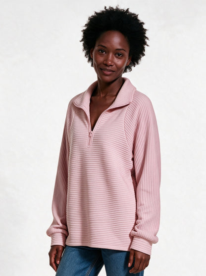 Maren - Women's Ribbed Half Zip Pullover - view 2